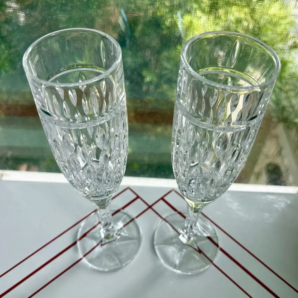 Ralph Lauren Aston Crystal Champagne Flutes Set of 2 with Original Box